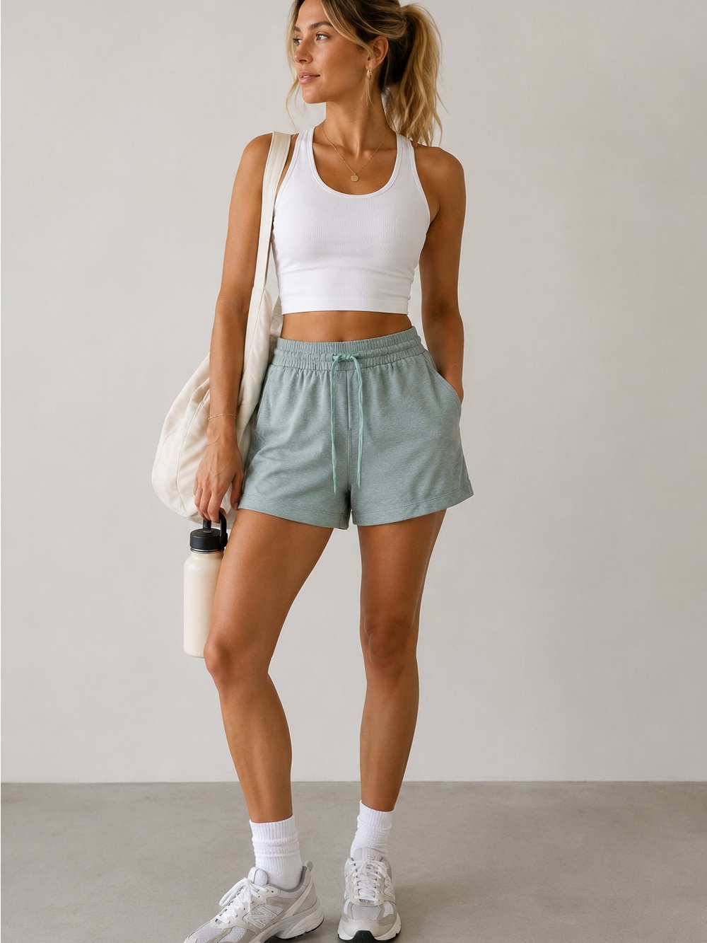 Lululemon Women's Light Sage Drawstring Lounge Shorts - medium